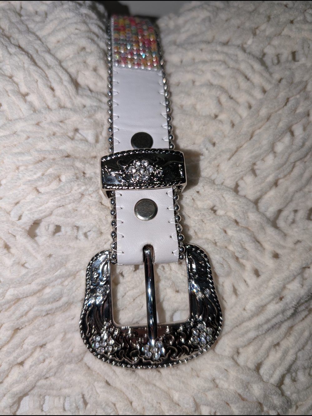 LG Multicolor Rhinestone Western-Style Girl's Belt - Picture 7 of 7